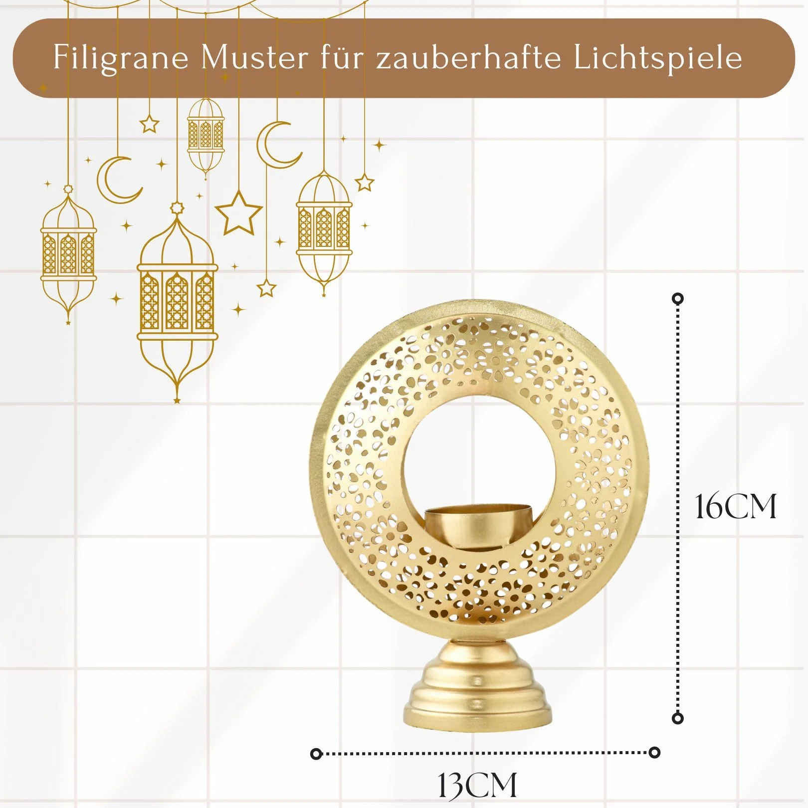 MARRAKESCH ORIENT & MEDITERRAN INTERIOR – Teelichthalter „Amif“ 16 cm